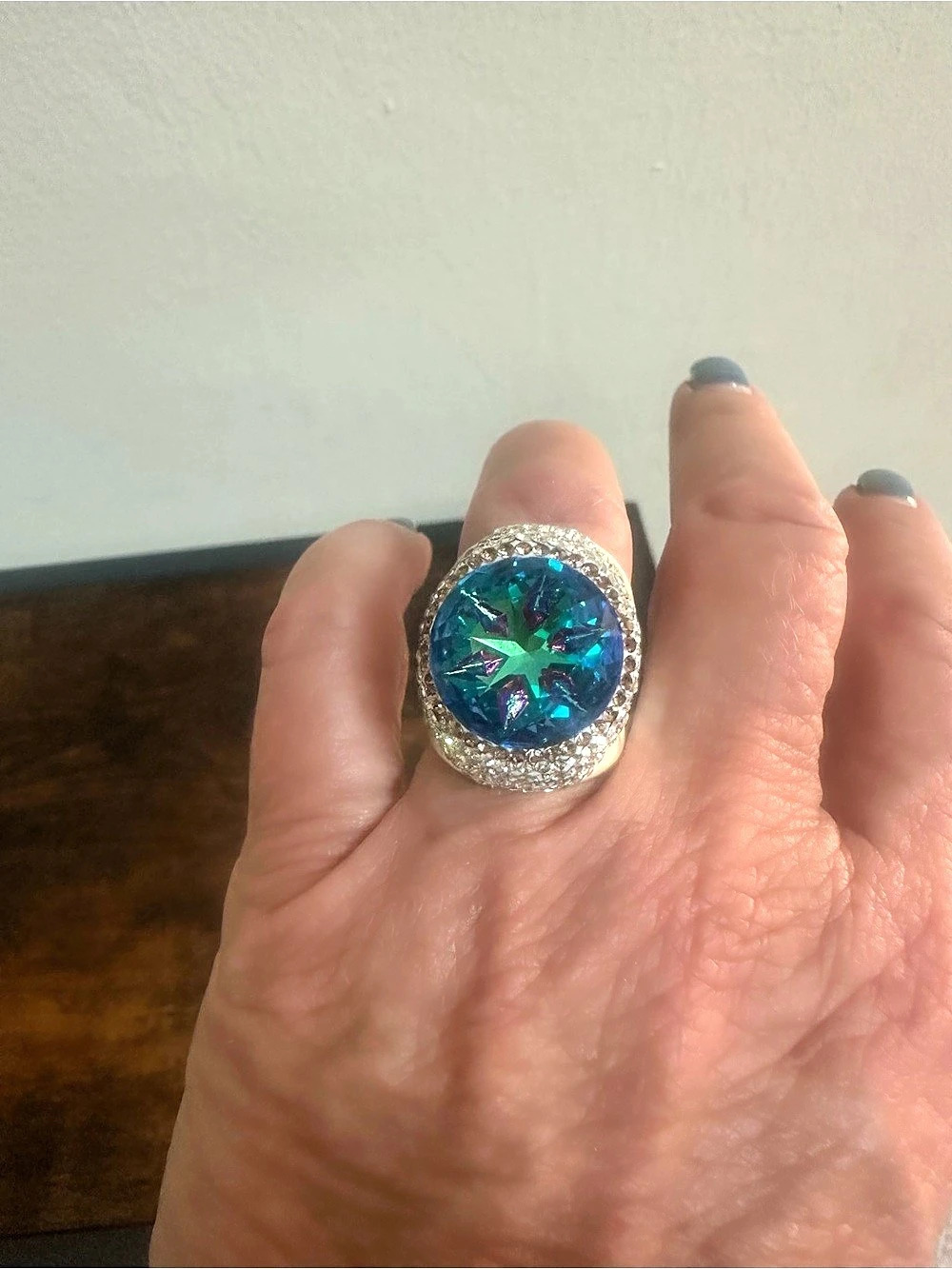 Oval Blue Statement Ring Like New